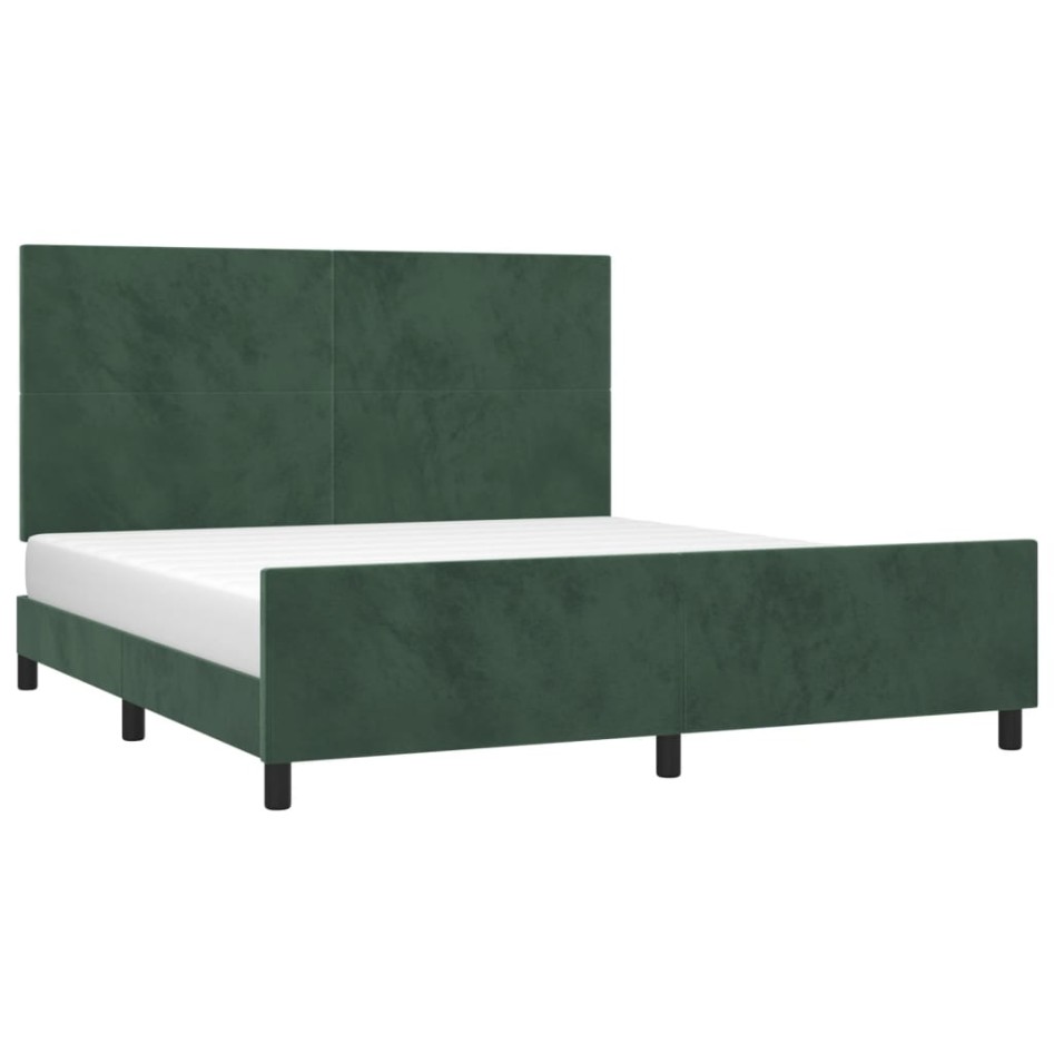 Estructura cama sin colchón terciopelo verde oscuro 160x200