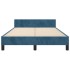 Estructura de cama sin colchón terciopelo azul oscuro