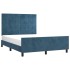 Estructura de cama sin colchón terciopelo azul oscuro