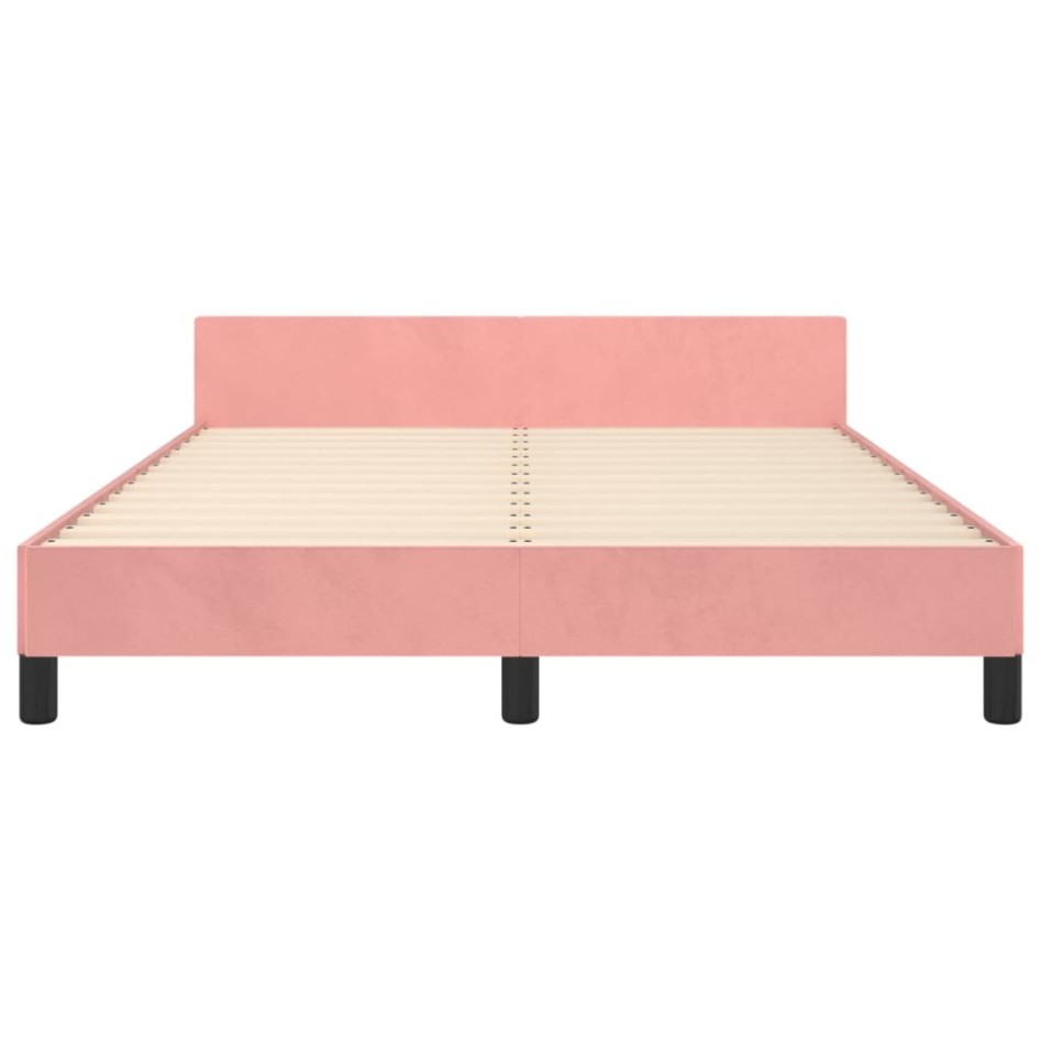 Estructura de cama sin colchón terciopelo rosa 140x200