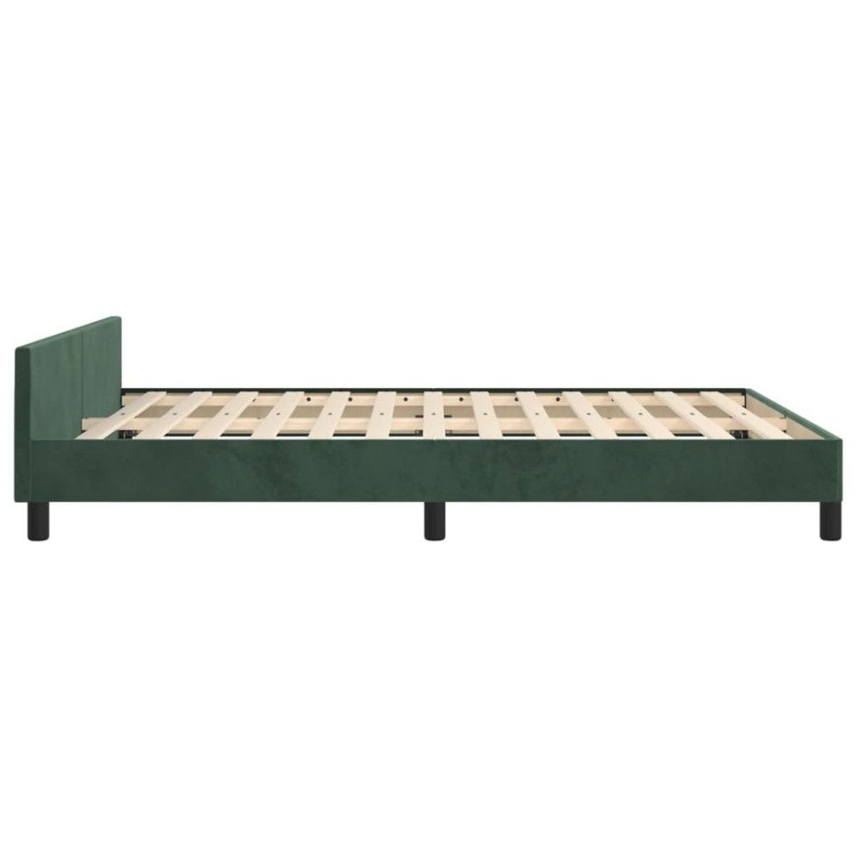 Estructura cama sin colchón terciopelo verde oscuro 140x200