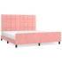 Estructura de cama con cabecero de terciopelo rosa 180x200