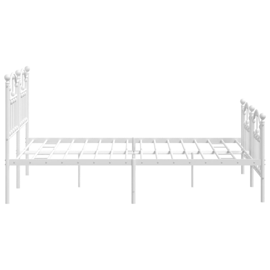 Estructura cama metal con cabecero y estribo blanco 140x200