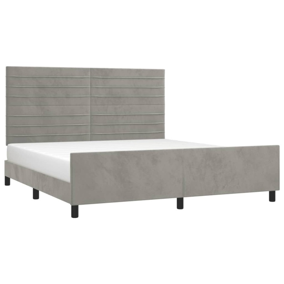 Estructura de cama sin colchón terciopelo gris claro 160x200