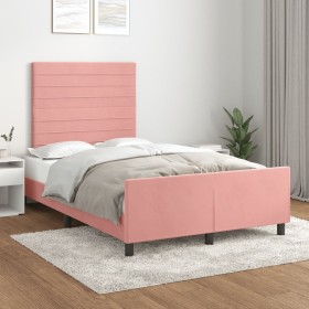 Estructura de cama sin colchón terciopelo rosa 120x200