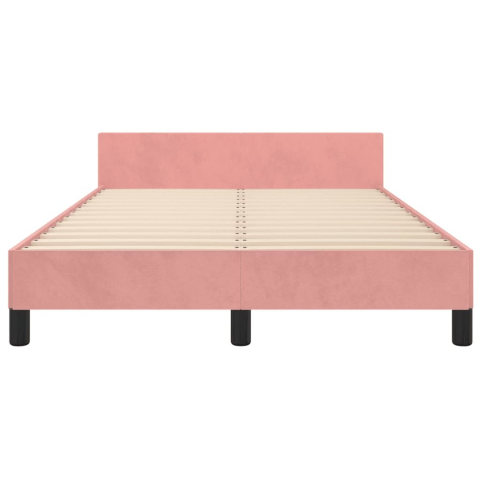 Estructura de cama sin colchón terciopelo rosa 120x200