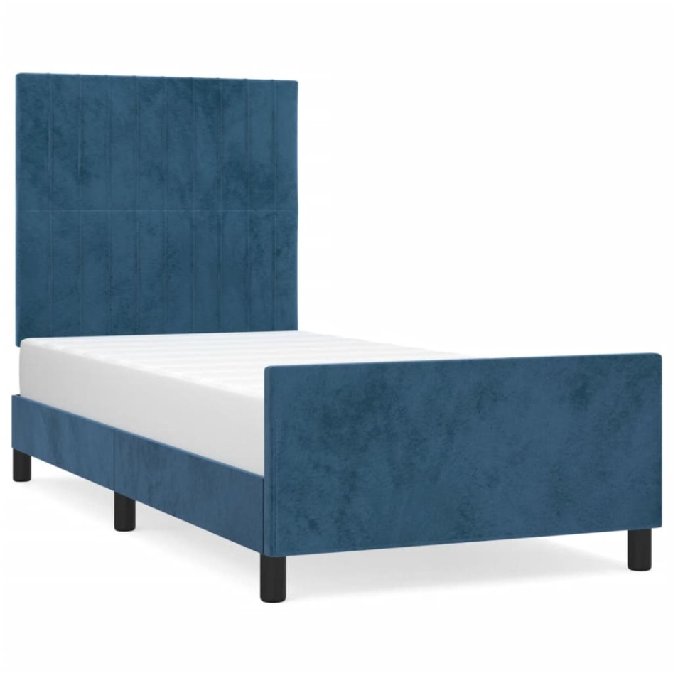 Estructura de cama sin colchón terciopelo azul oscuro 80x200