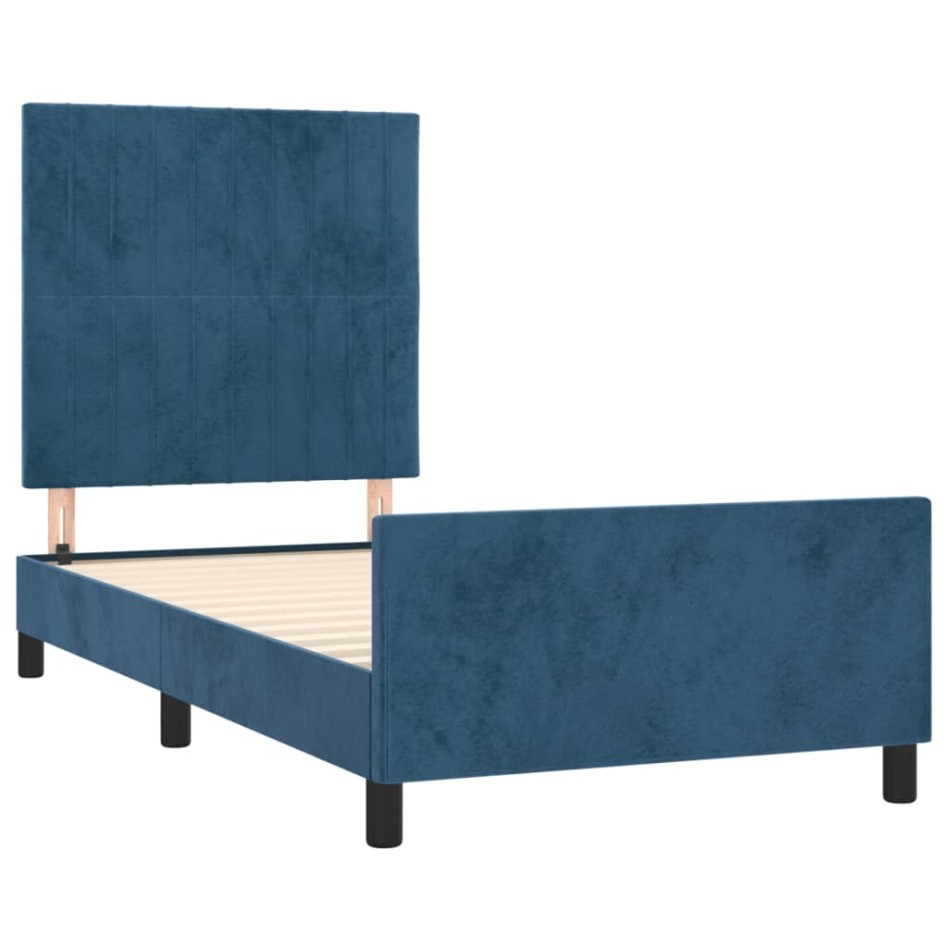 Estructura de cama sin colchón terciopelo azul oscuro 80x200