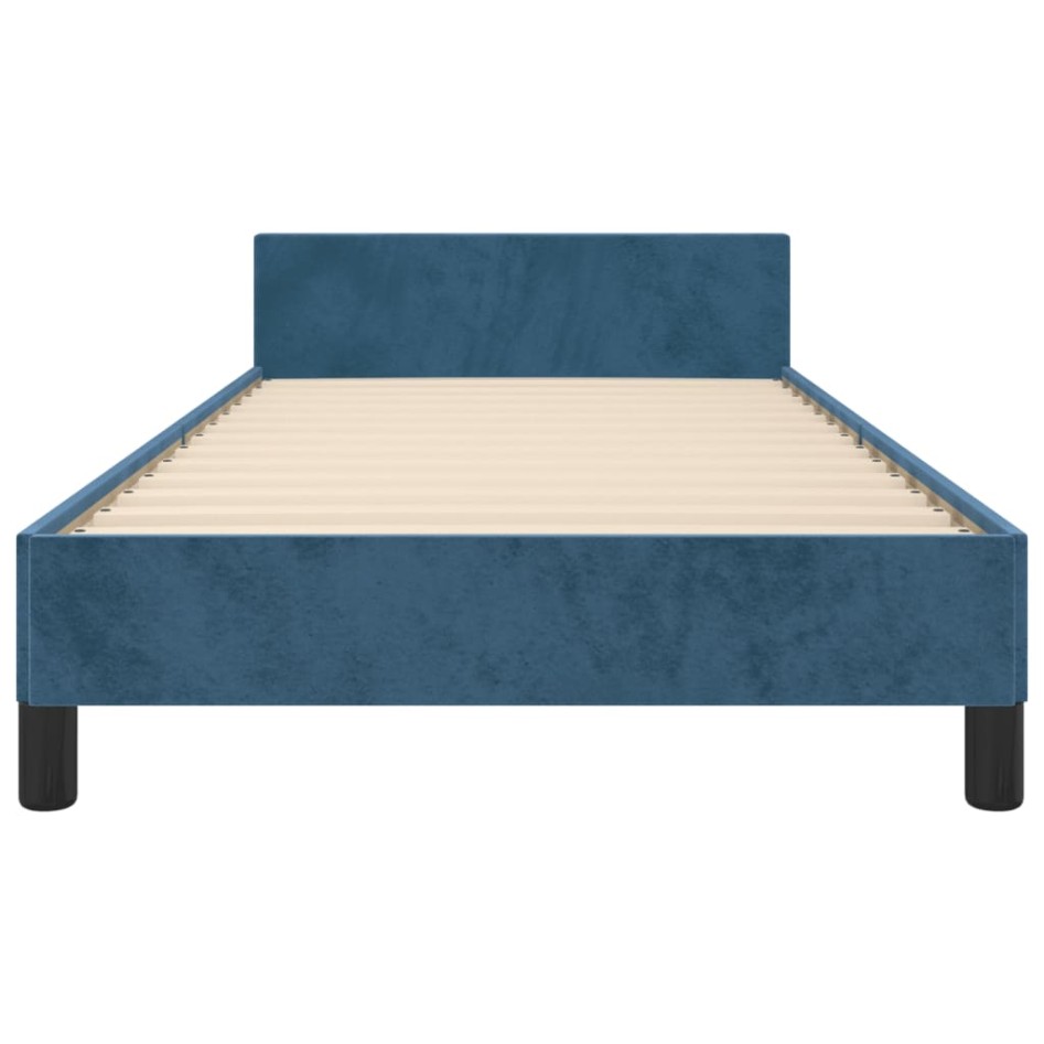 Estructura de cama sin colchón terciopelo azul oscuro 80x200