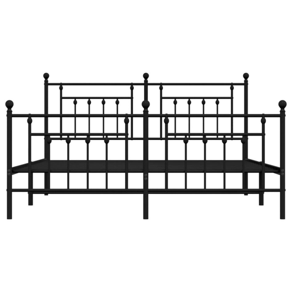 Estructura de cama cabecero y estribo metal negro 160x200