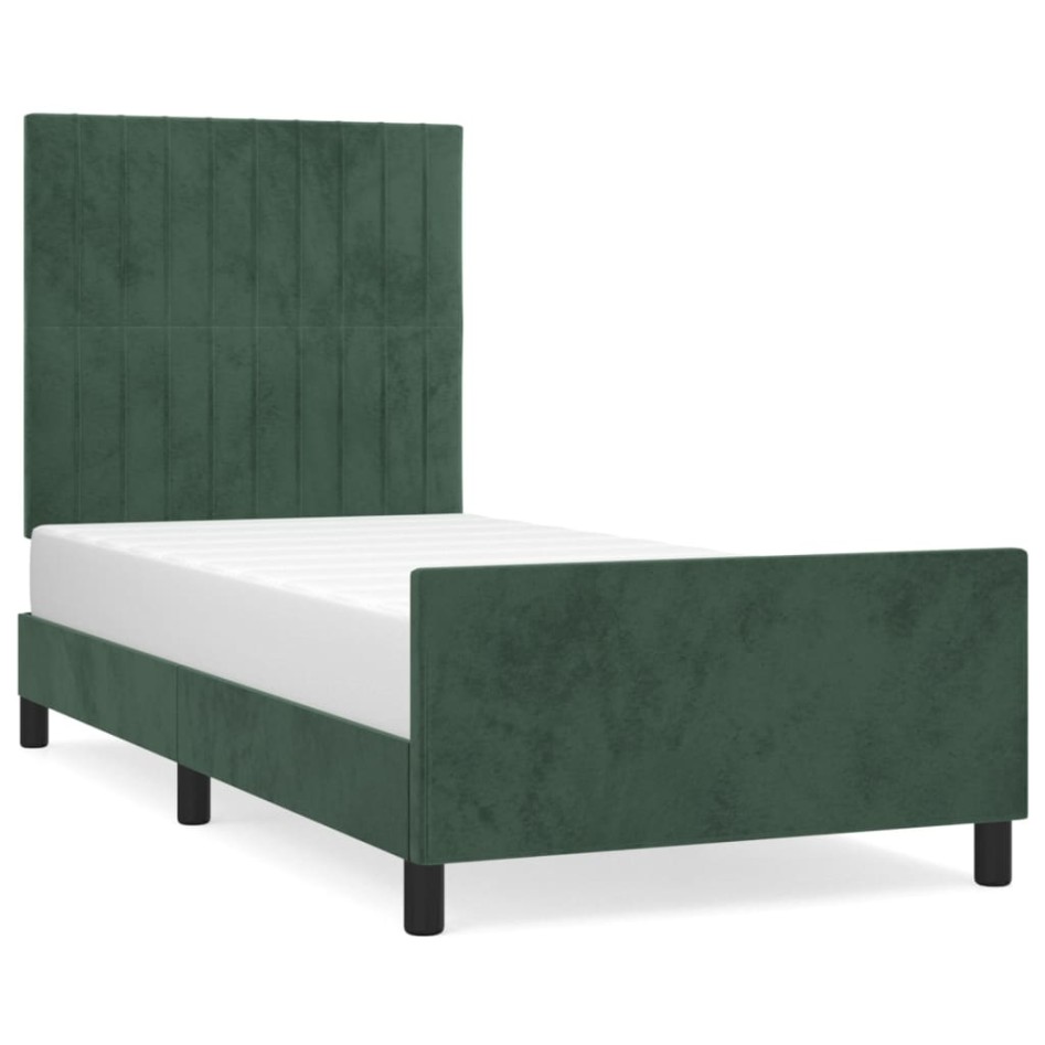 Estructura cama sin colchón terciopelo verde oscuro 100x200