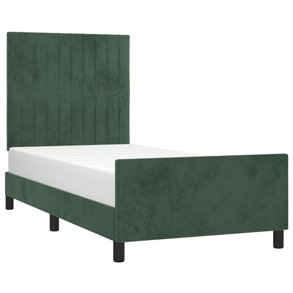 Estructura cama sin colchón terciopelo verde oscuro 100x200
