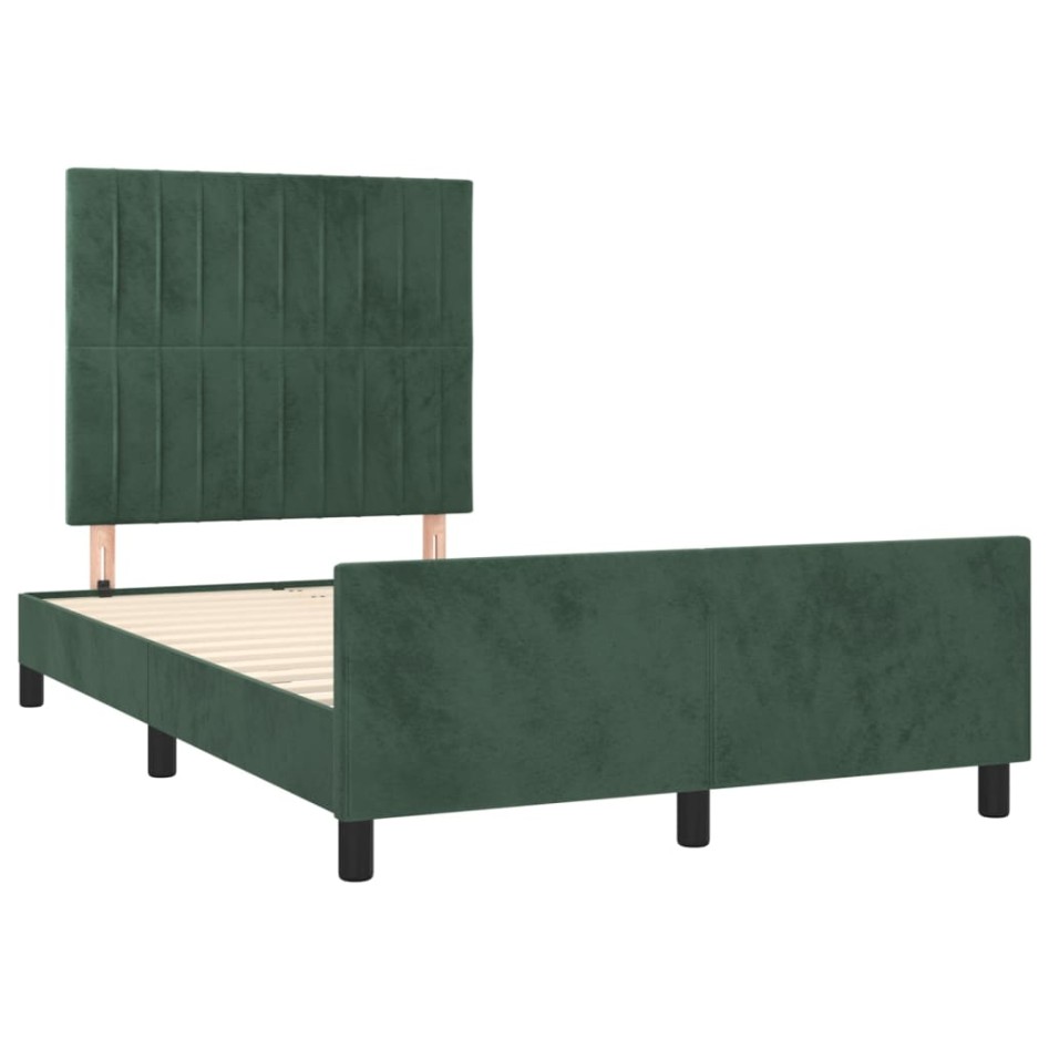 Estructura cama sin colchón terciopelo verde oscuro 120x200