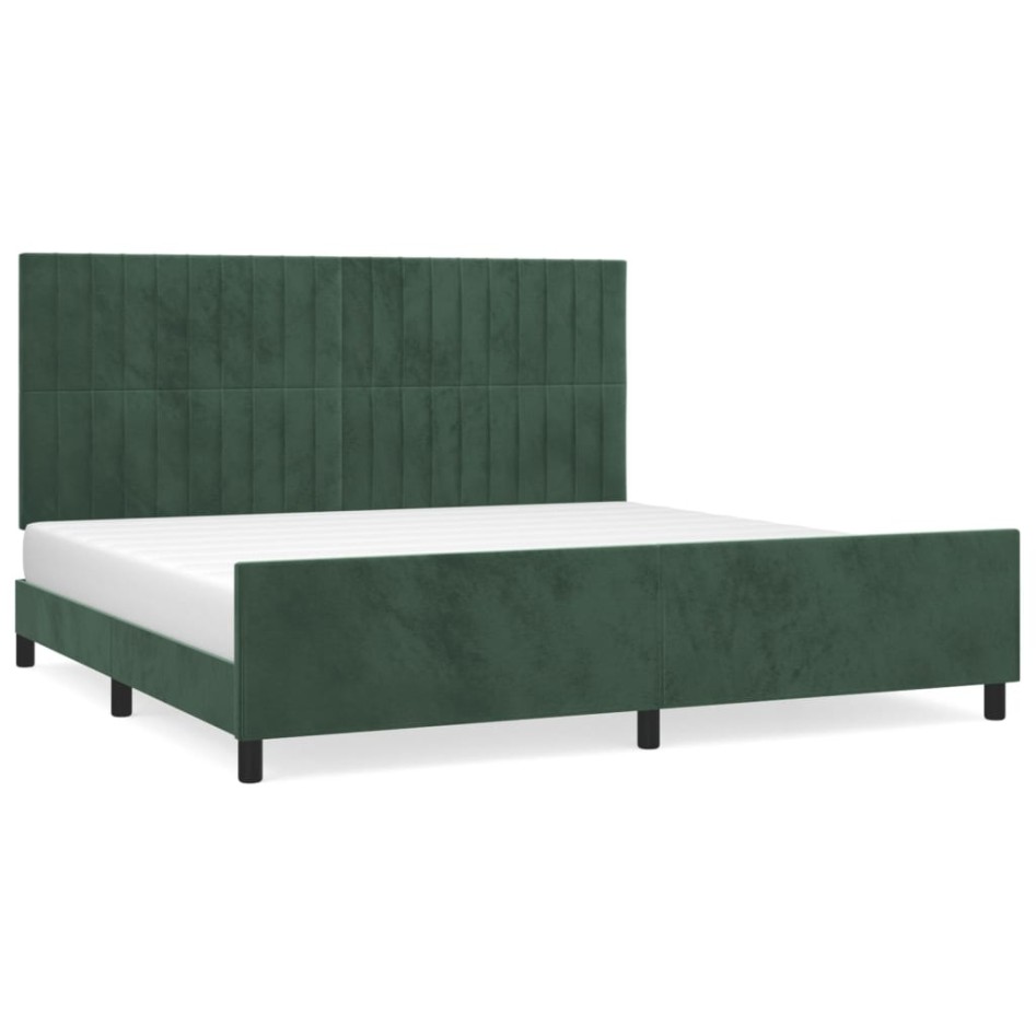 Estructura cama sin colchón terciopelo verde oscuro 200x200