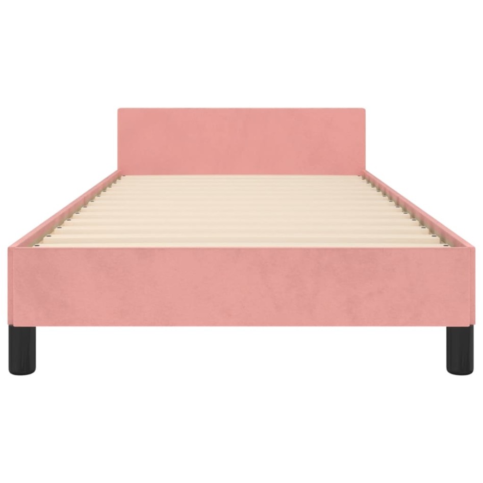 Estructura de cama sin colchón terciopelo rosa 90x200