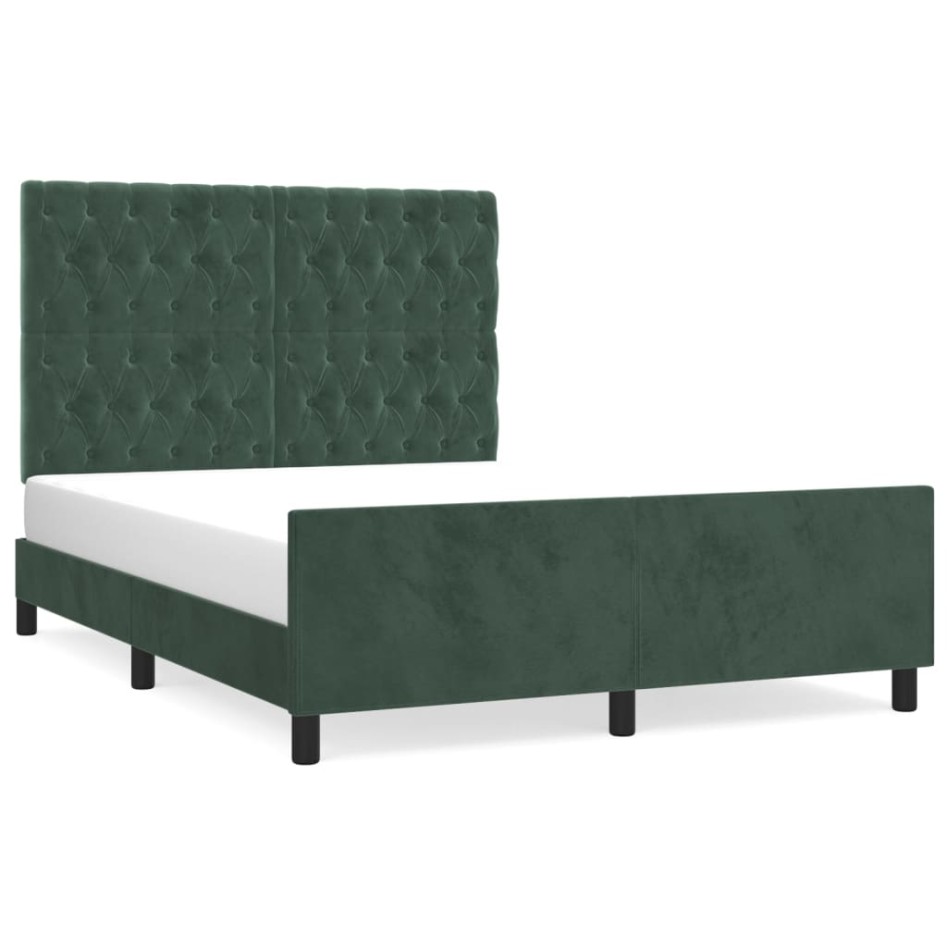 Estructura cama sin colchón terciopelo verde oscuro 140x190