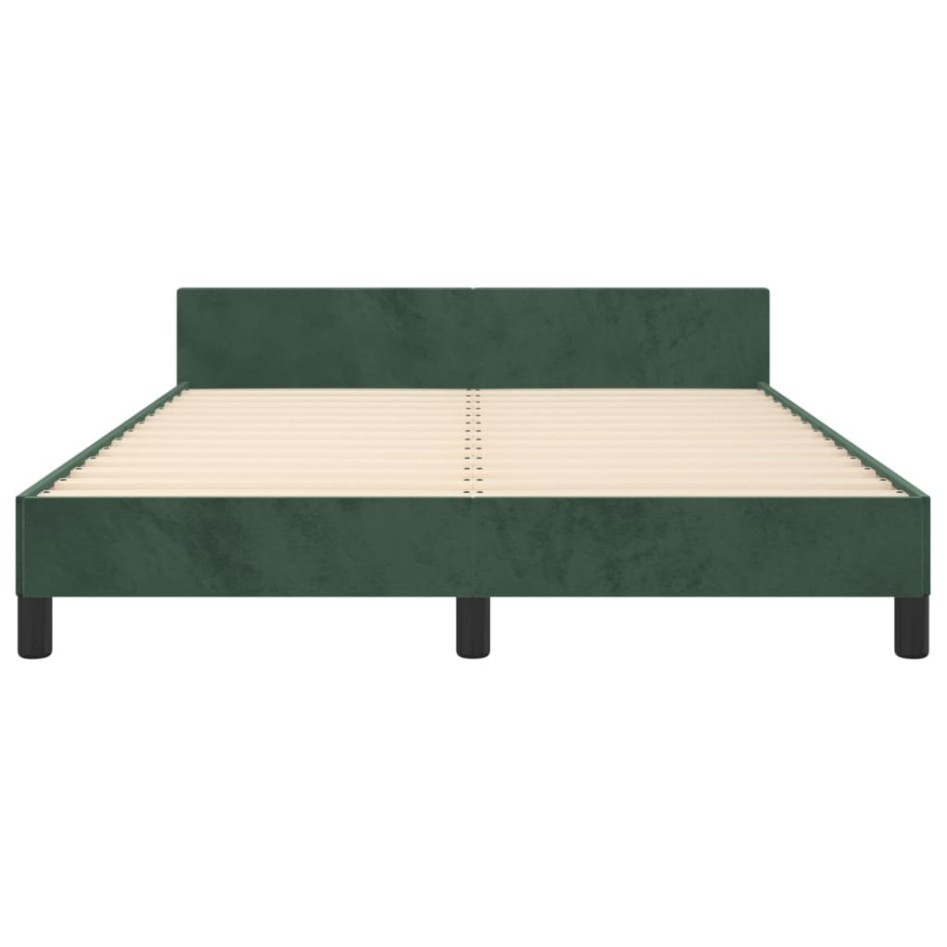 Estructura cama sin colchón terciopelo verde oscuro 140x190