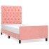 Estructura de cama sin colchón terciopelo rosa 80x200