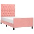 Estructura de cama sin colchón terciopelo rosa 80x200