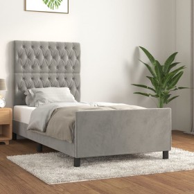 Estructura de cama sin colchón terciopelo gris claro 90x200
