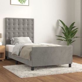 Estructura de cama sin colchón terciopelo gris claro 90x200