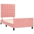 Estructura de cama sin colchón terciopelo rosa 90x200