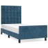 Estructura de cama sin colchón terciopelo azul oscuro 90x190