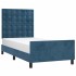 Estructura de cama sin colchón terciopelo azul oscuro 90x190