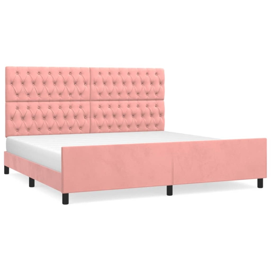 Estructura cama sin colchón terciopelo rosa 200x200