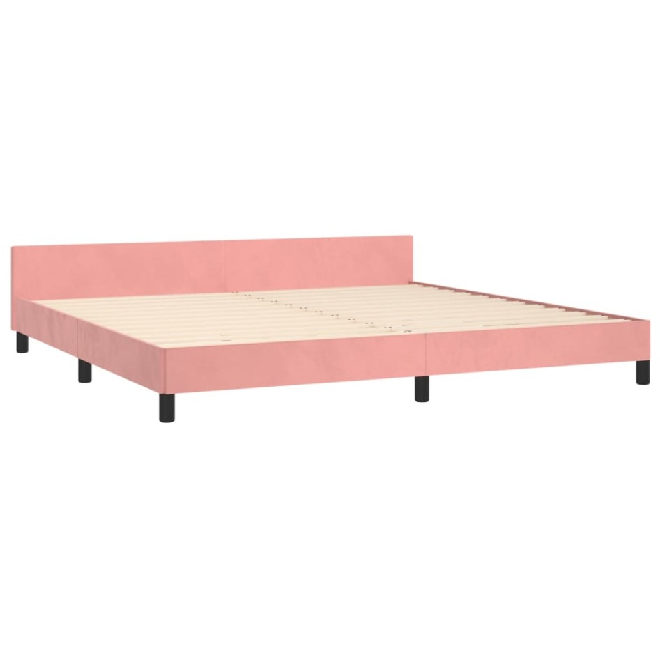 Estructura cama sin colchón terciopelo rosa 200x200