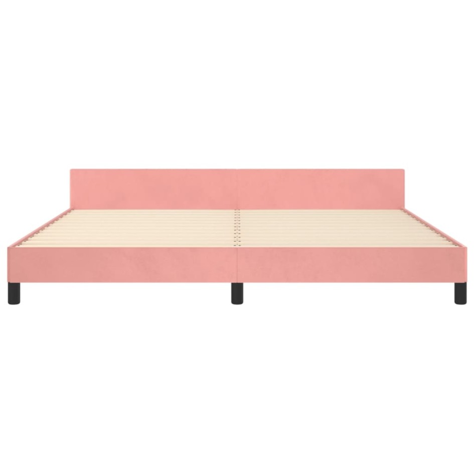 Estructura cama sin colchón terciopelo rosa 200x200