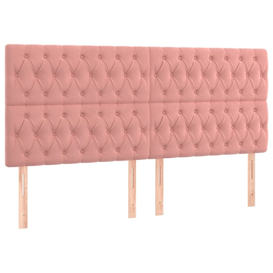 Estructura cama sin colchón terciopelo rosa 200x200