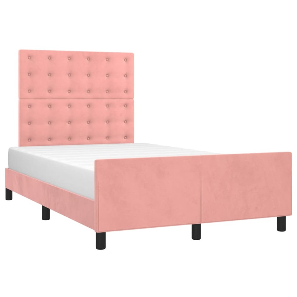 Estructura de cama sin colchón terciopelo rosa 120x200