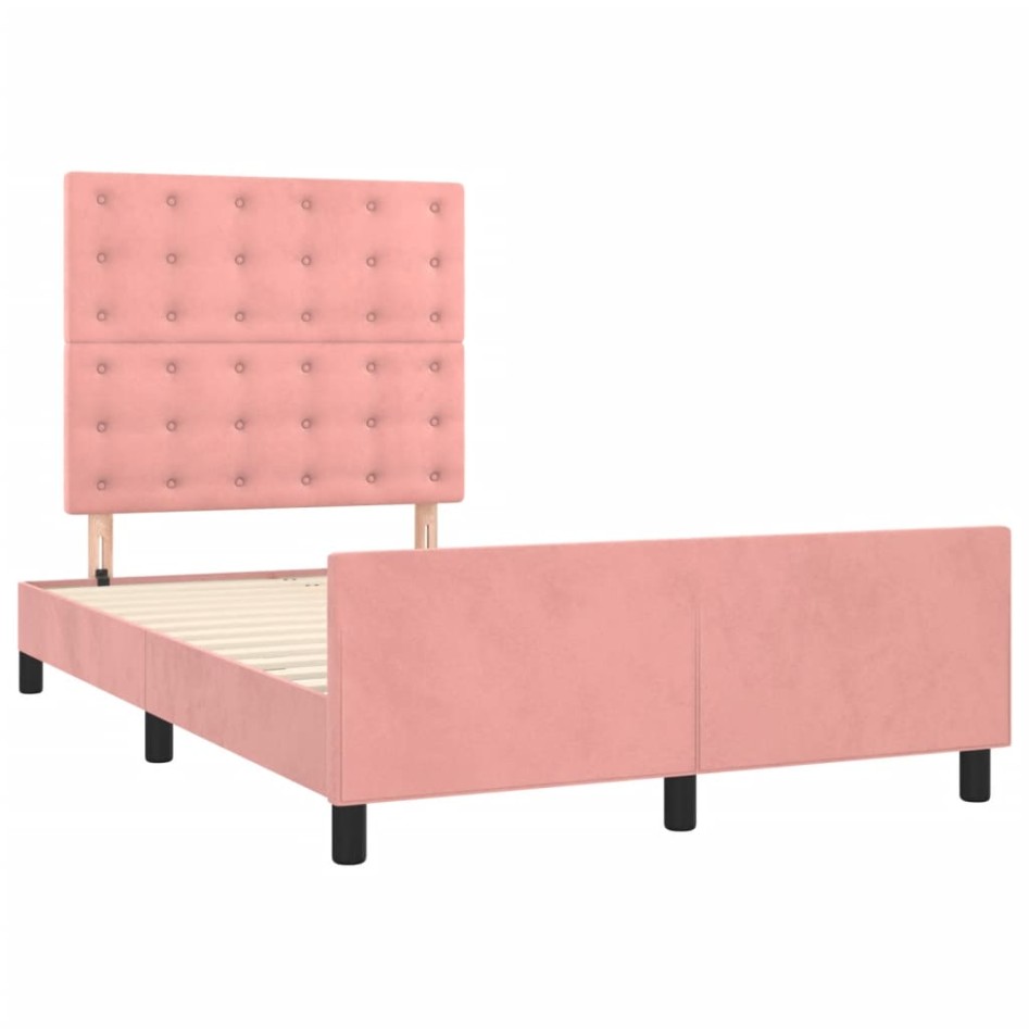 Estructura de cama sin colchón terciopelo rosa 120x200