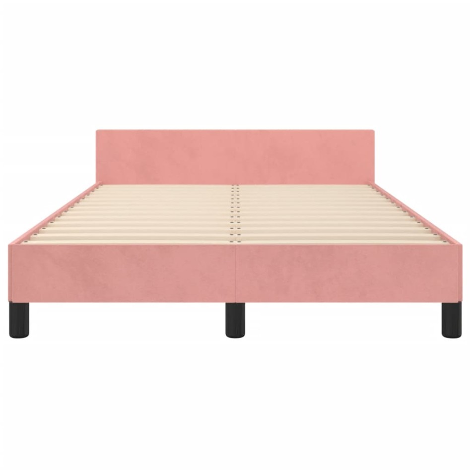 Estructura de cama sin colchón terciopelo rosa 120x200