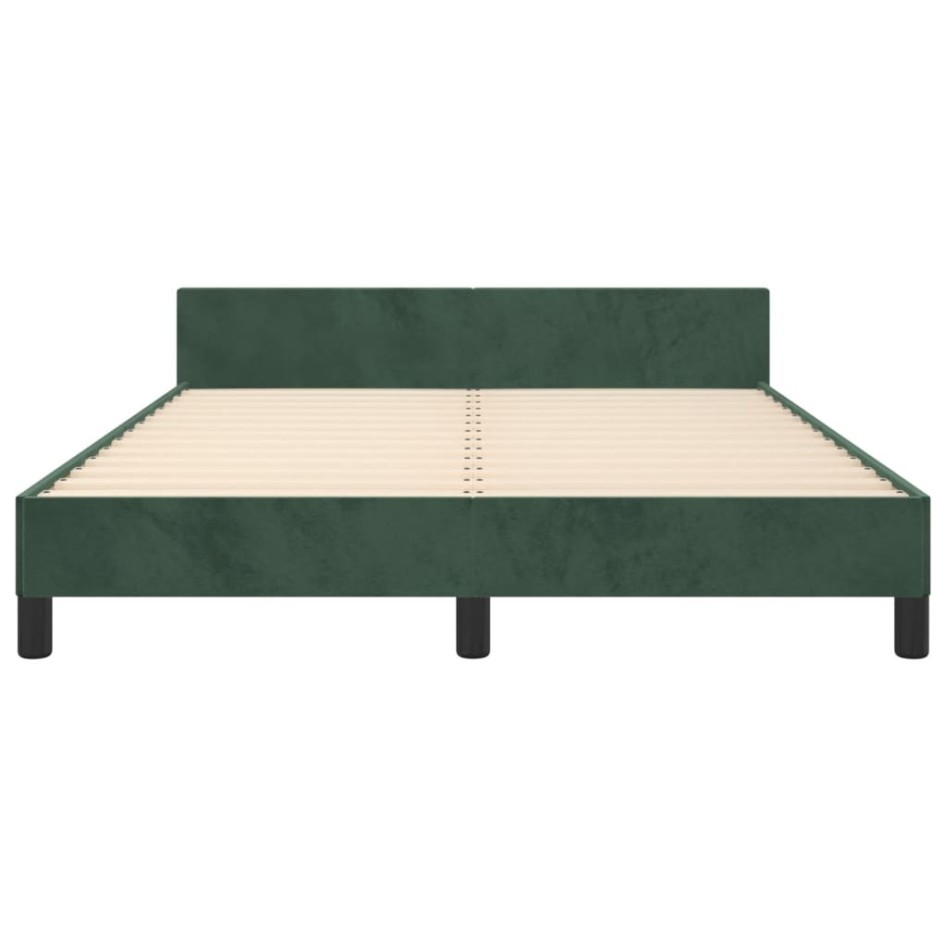 Estructura cama sin colchón terciopelo verde oscuro 140x200