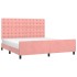 Estructura de cama sin colchón terciopelo rosa 160x200