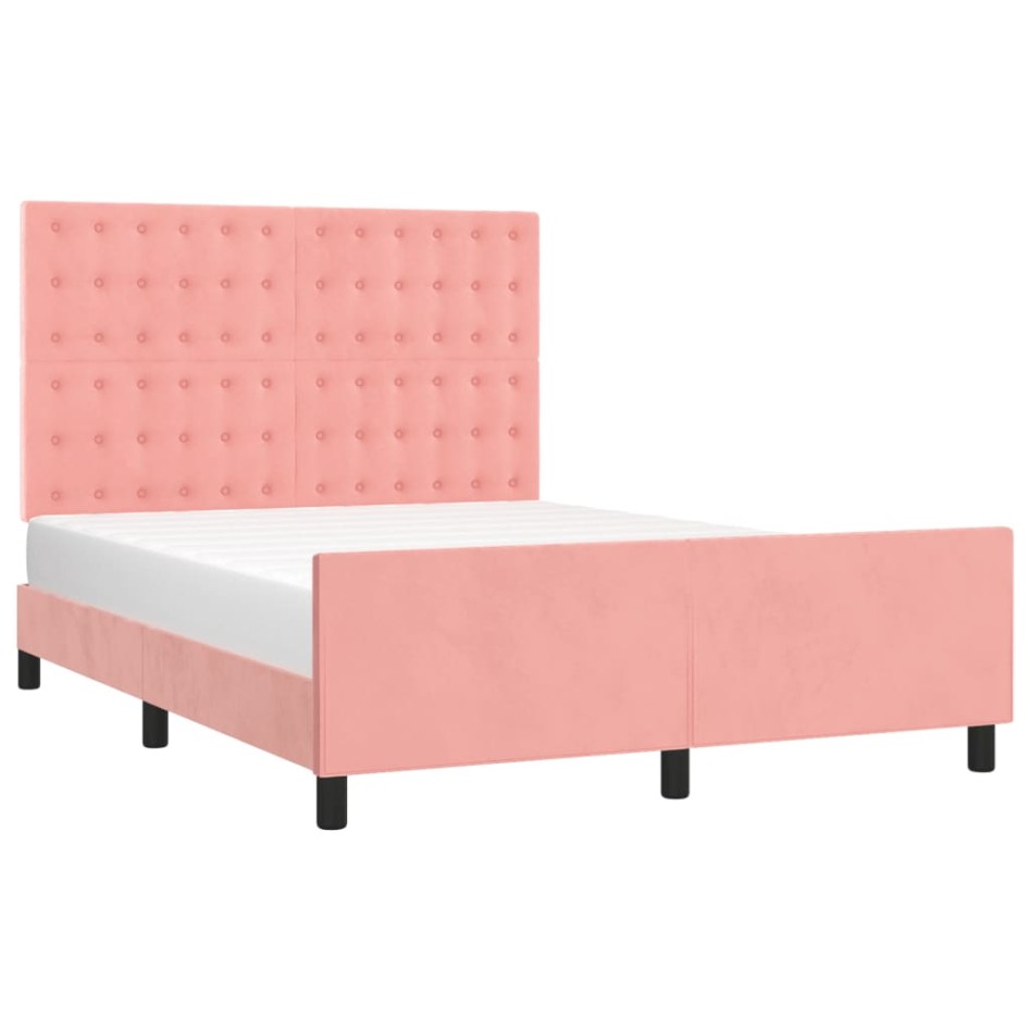 Estructura de cama sin colchón terciopelo rosa 140x200