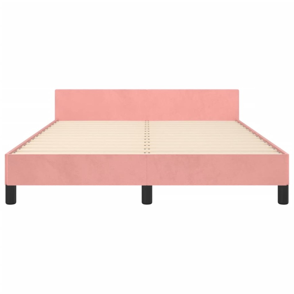 Estructura de cama sin colchón terciopelo rosa 140x200