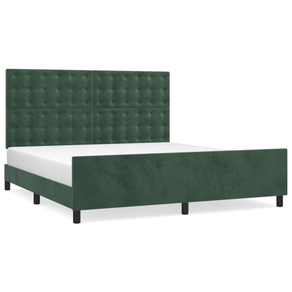 Estructura cama sin colchón terciopelo verde oscuro 160x200