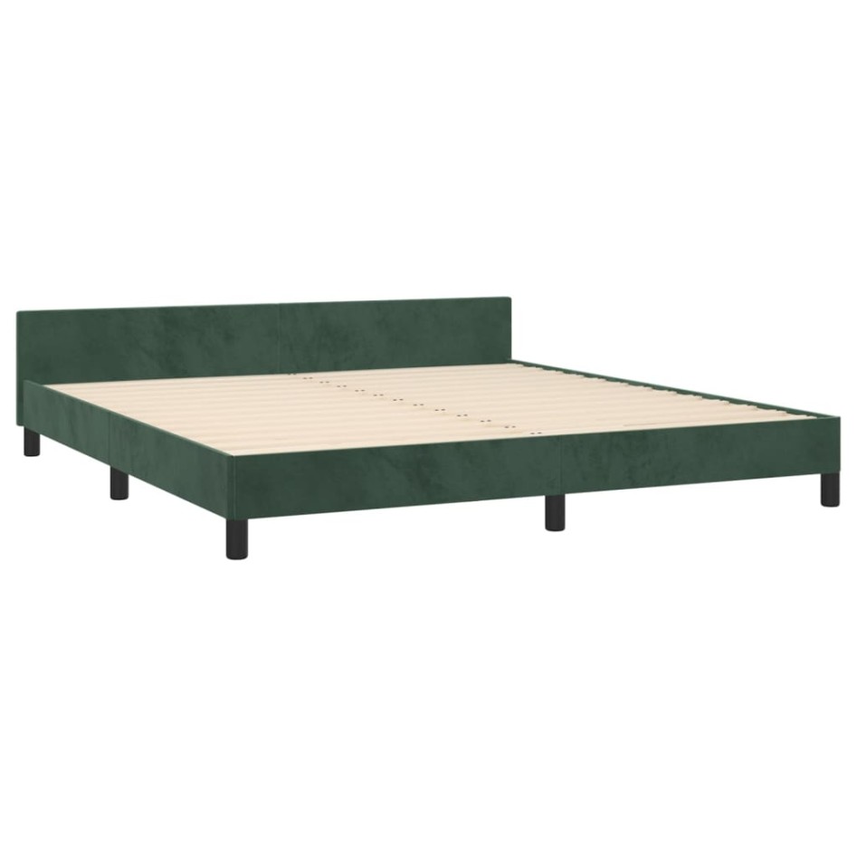 Estructura cama sin colchón terciopelo verde oscuro 160x200