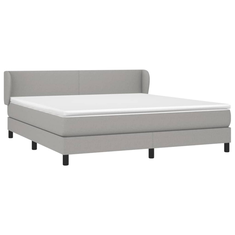Cama box spring con colchón tela gris claro 180x200