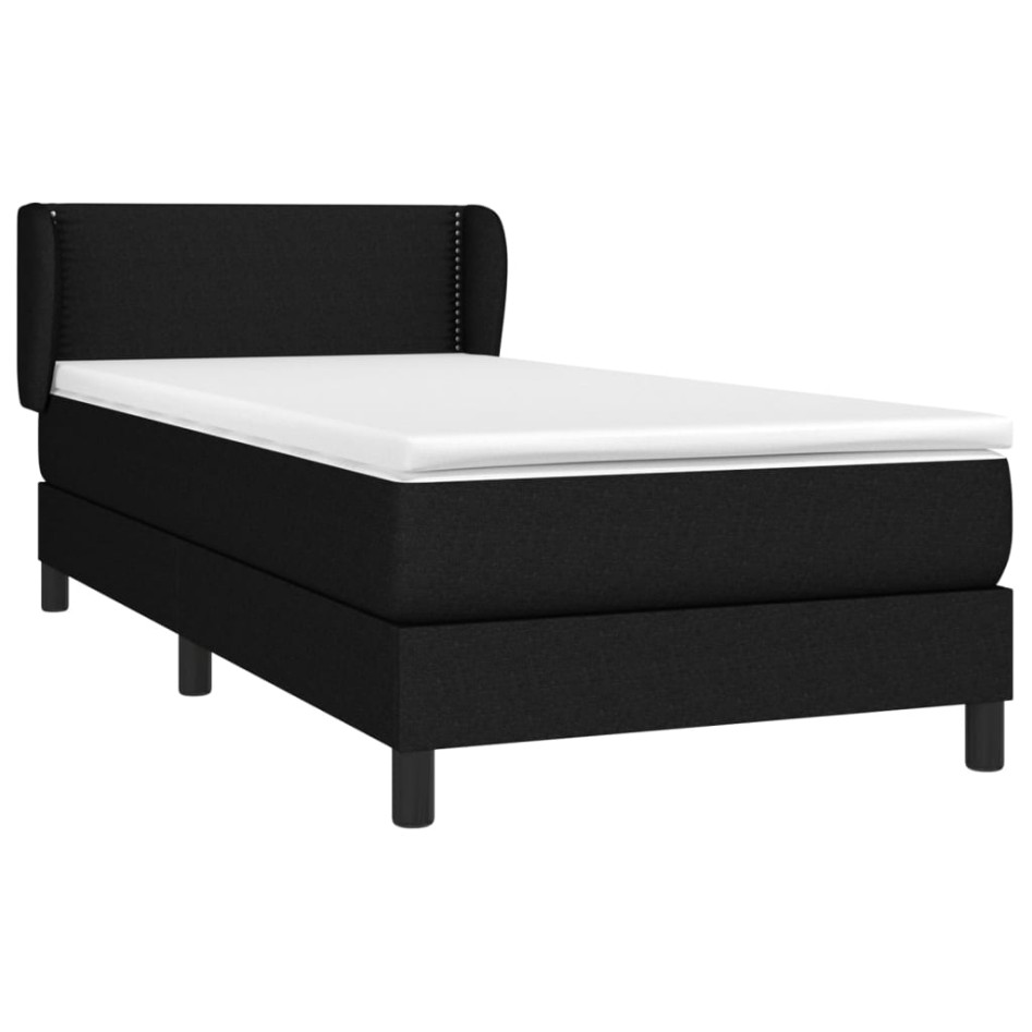 Cama box spring con colchón tela negro 100x200