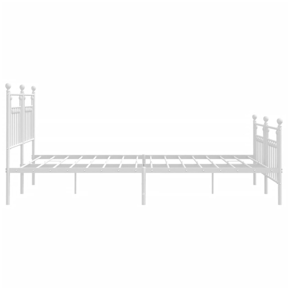 Estructura cama metal con cabecero y estribo blanco 180x200