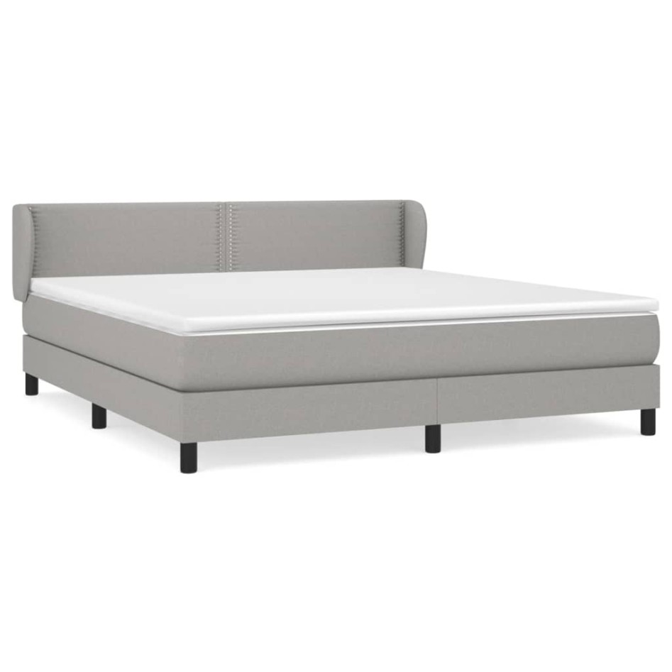 Cama box spring con colchón tela gris claro 180x200