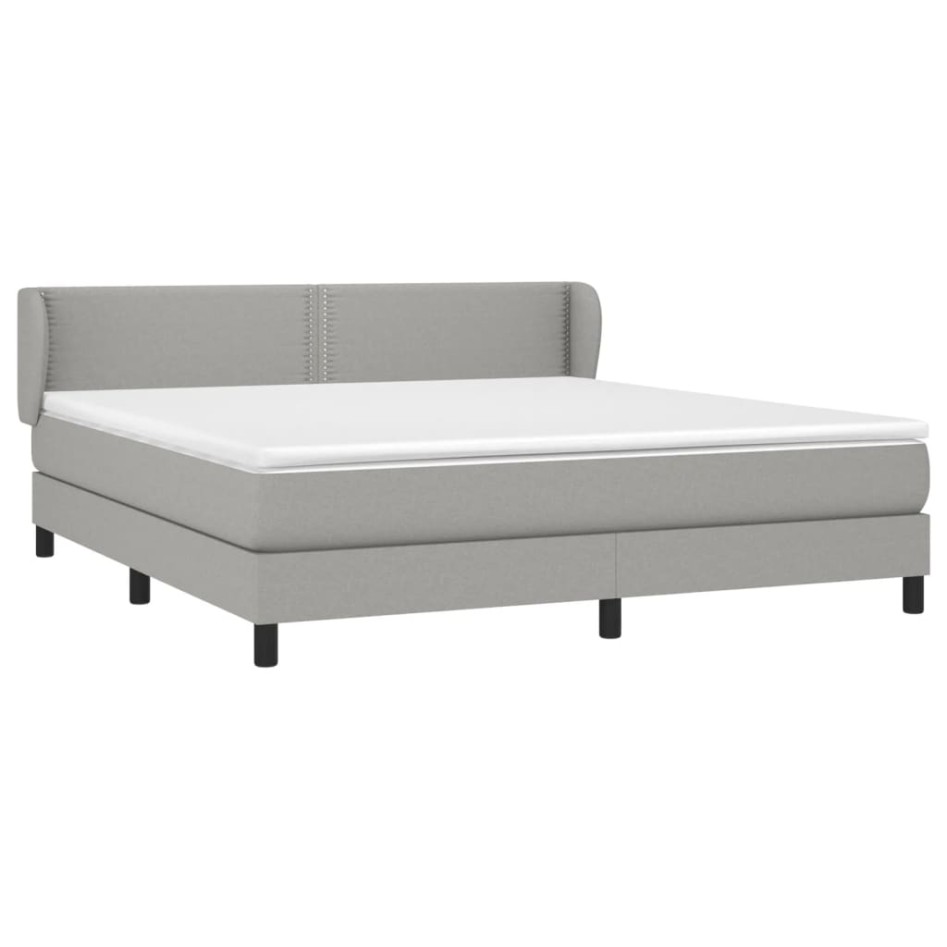 Cama box spring con colchón tela gris claro 180x200