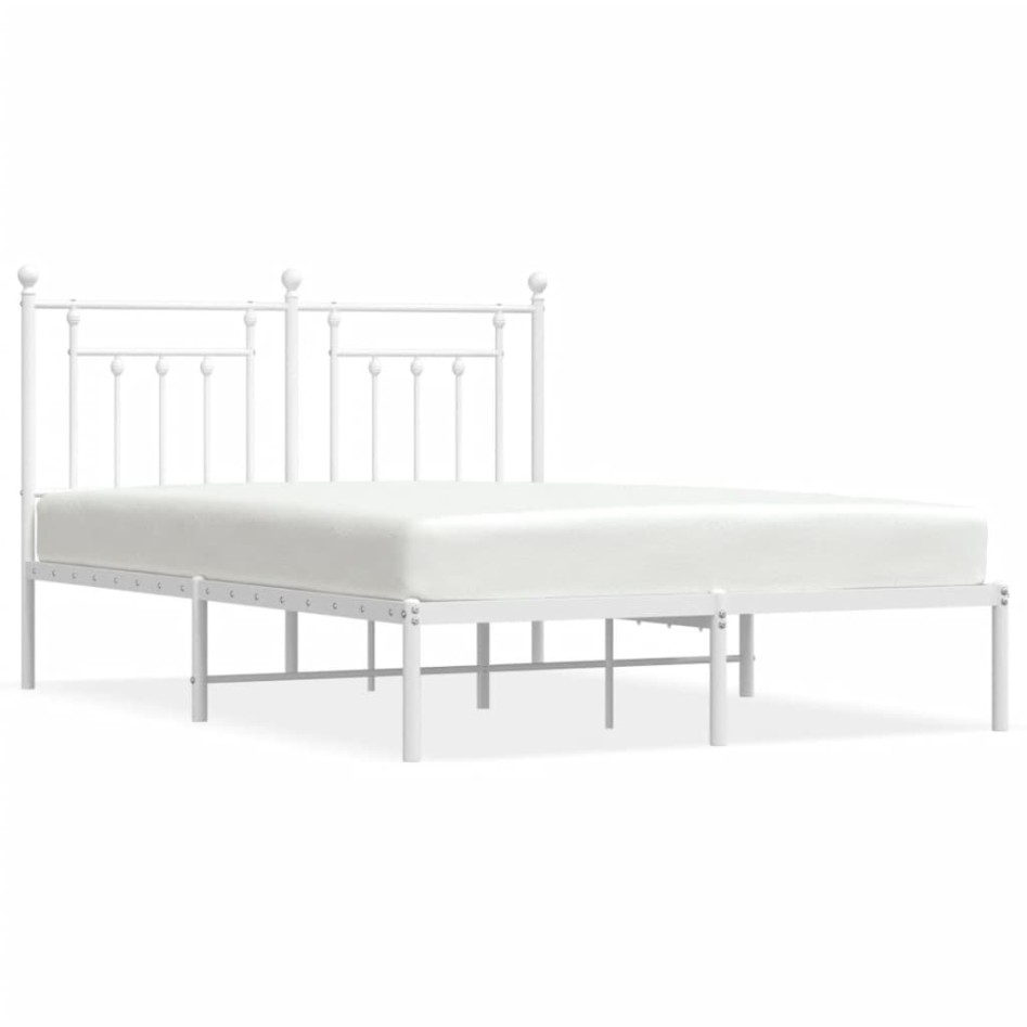 Estructura de cama con cabecero metal blanca 140x200