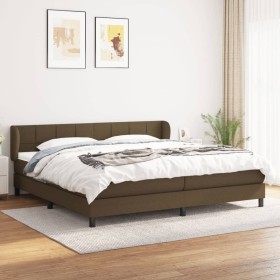 Cama box spring con colchón tela marrón oscuro 200x200