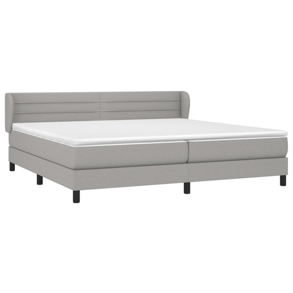 Cama box spring con colchón tela gris claro 200x200
