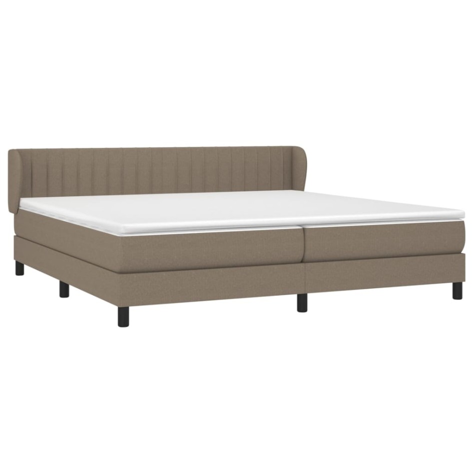 Cama box spring con colchón tela gris taupe 200x200